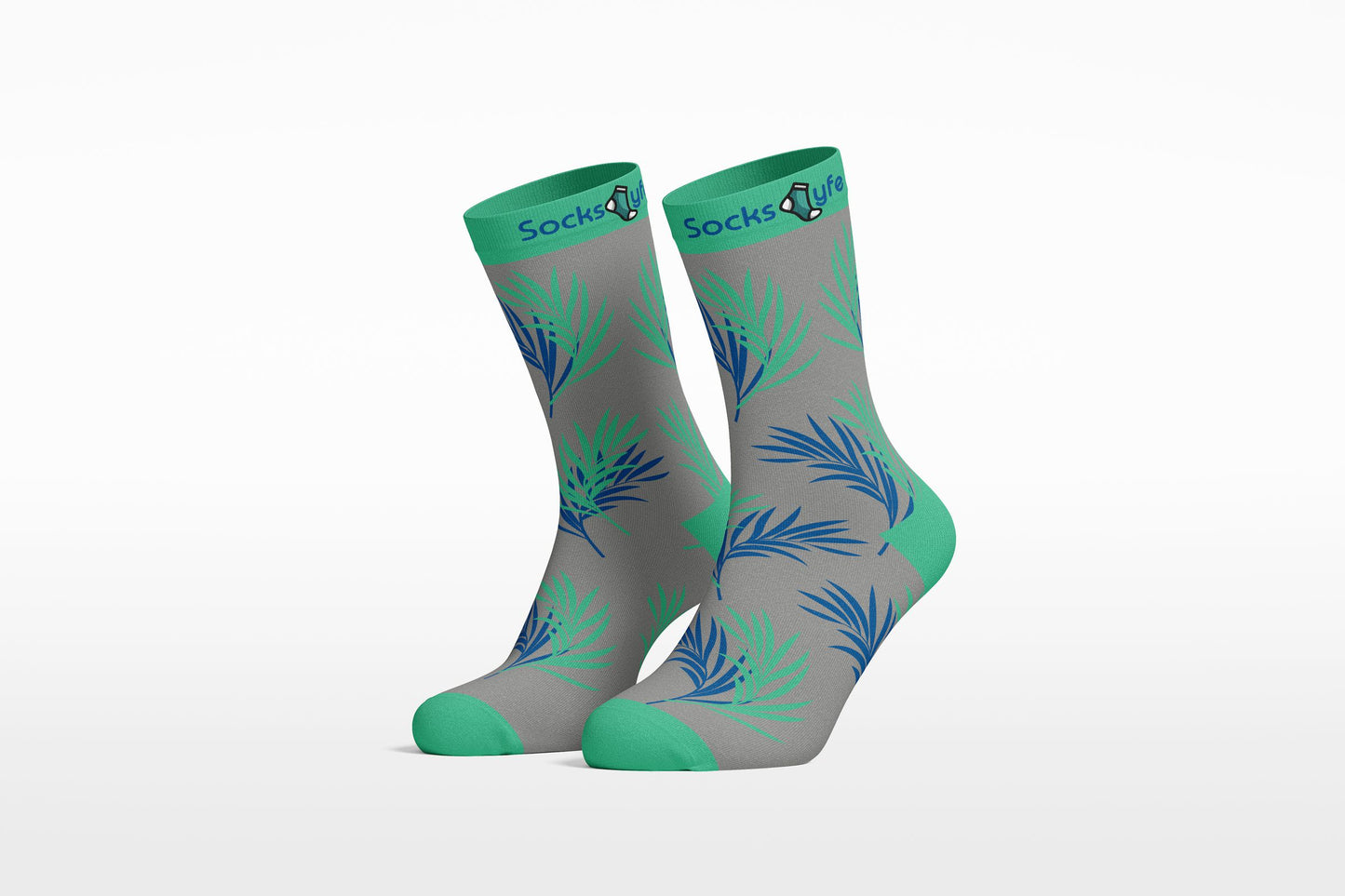 Gray and green socks with layered stripe design – Socks Lyfe